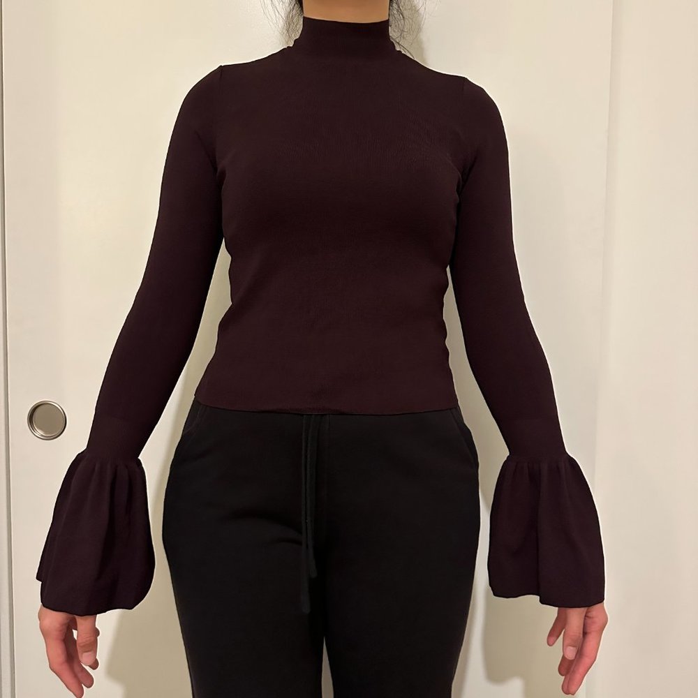 High neck sweater with balloon sleeves